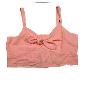 Universal Thread Women's Tie-Front Cropped Tank Top - Size XXL Plus Pink Parasol